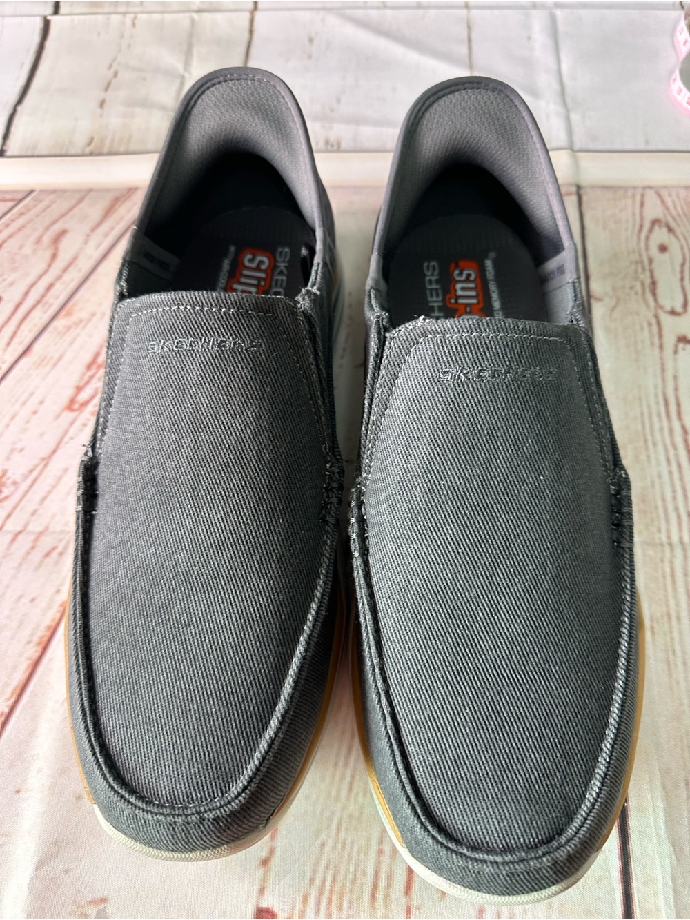 Skechers Slip-On Canvas Loafers in Charcoal